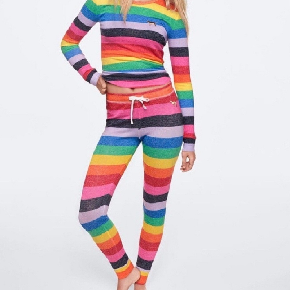 Cozy Sleep Leggings - Rainbow Stripes